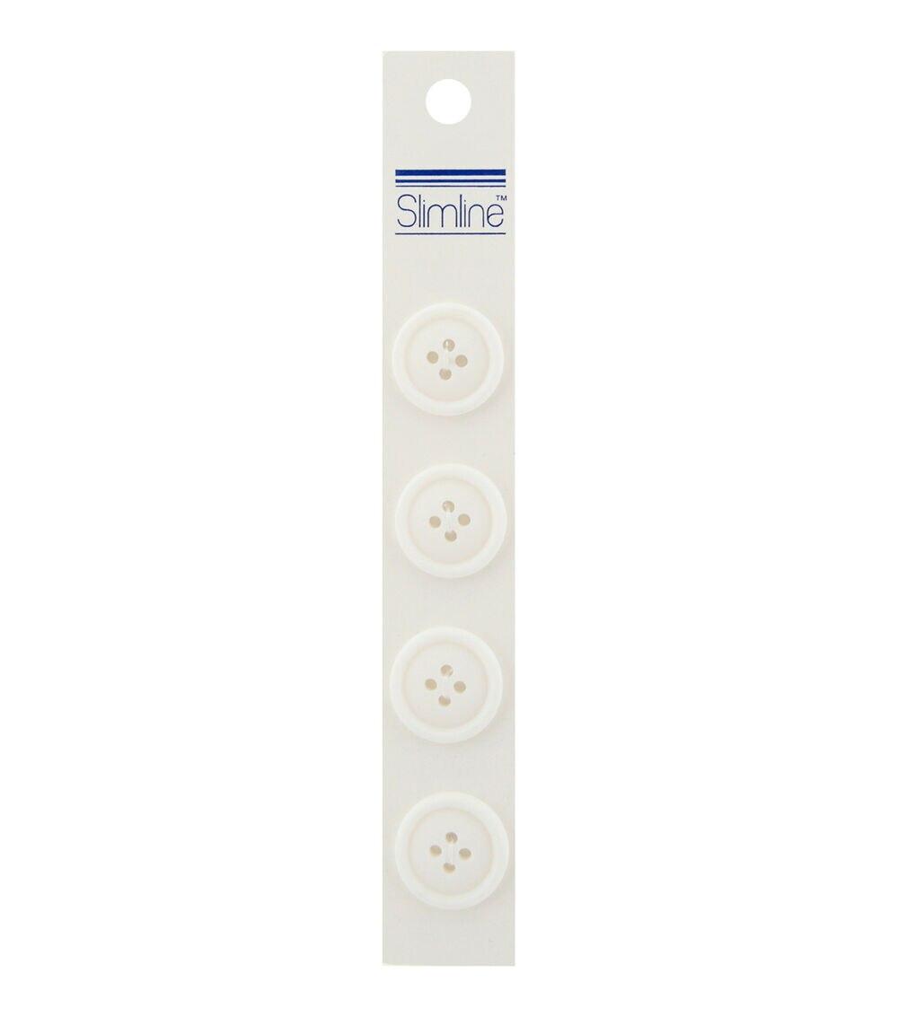 Buttons |   3/4″ Slimline White 4 Hole Buttons 4pk Buttons Buttons