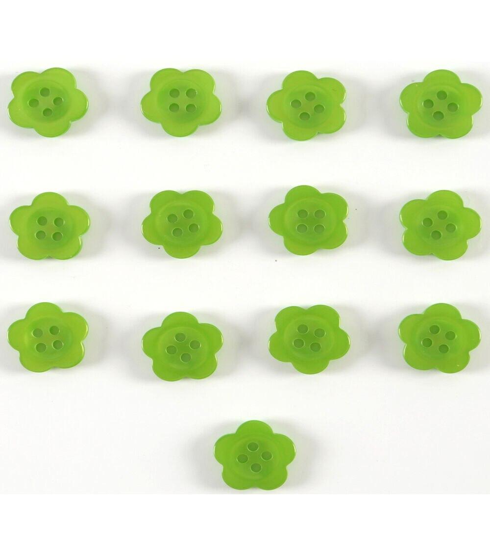 Buttons |   5/8″ Flower 4 Hole Buttons 13pk Lime Blooms Buttons Buttons