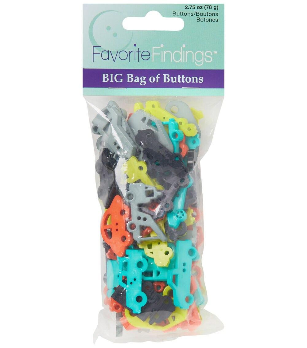 Buttons |   Favorite Findings 3oz Automobile 2 Hole Big Bag of Buttons Multi Buttons Buttons