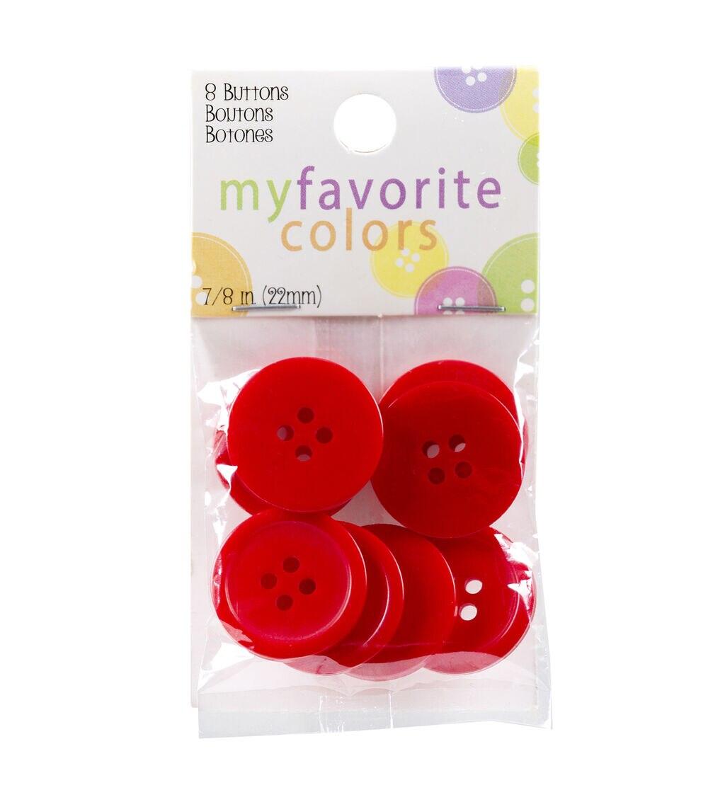 Buttons |   My Favorite Colors 7/8″ Red Round 4 Hole Buttons 8pk Buttons Buttons