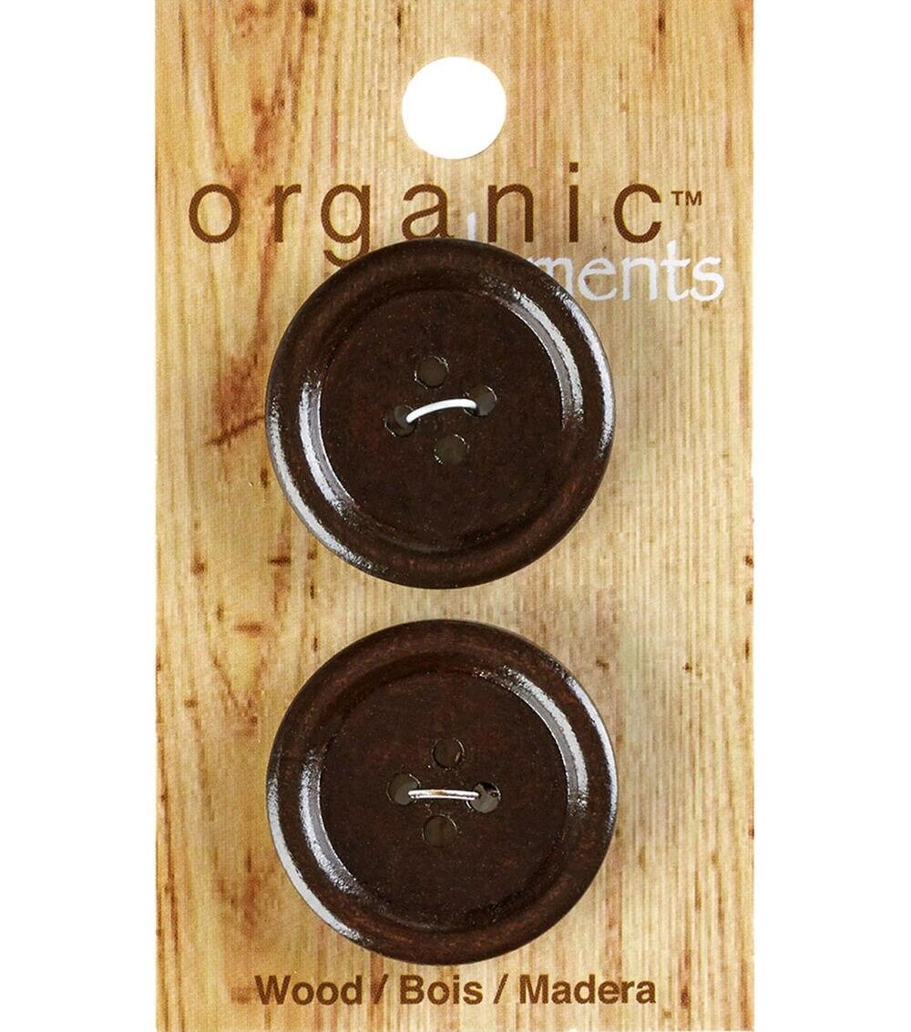 Buttons |   Organic Elements 1 1/8″ Wood Round Buttons 2pk Brown Buttons Brown