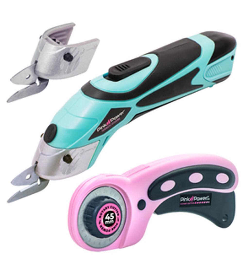 Cutting & Measuring Tools |   Aqua Splash Electric Cordless Fabric Scissors With 45mm Rotary Cutter Cutting & Measuring Tools Cutting & Measuring Tools