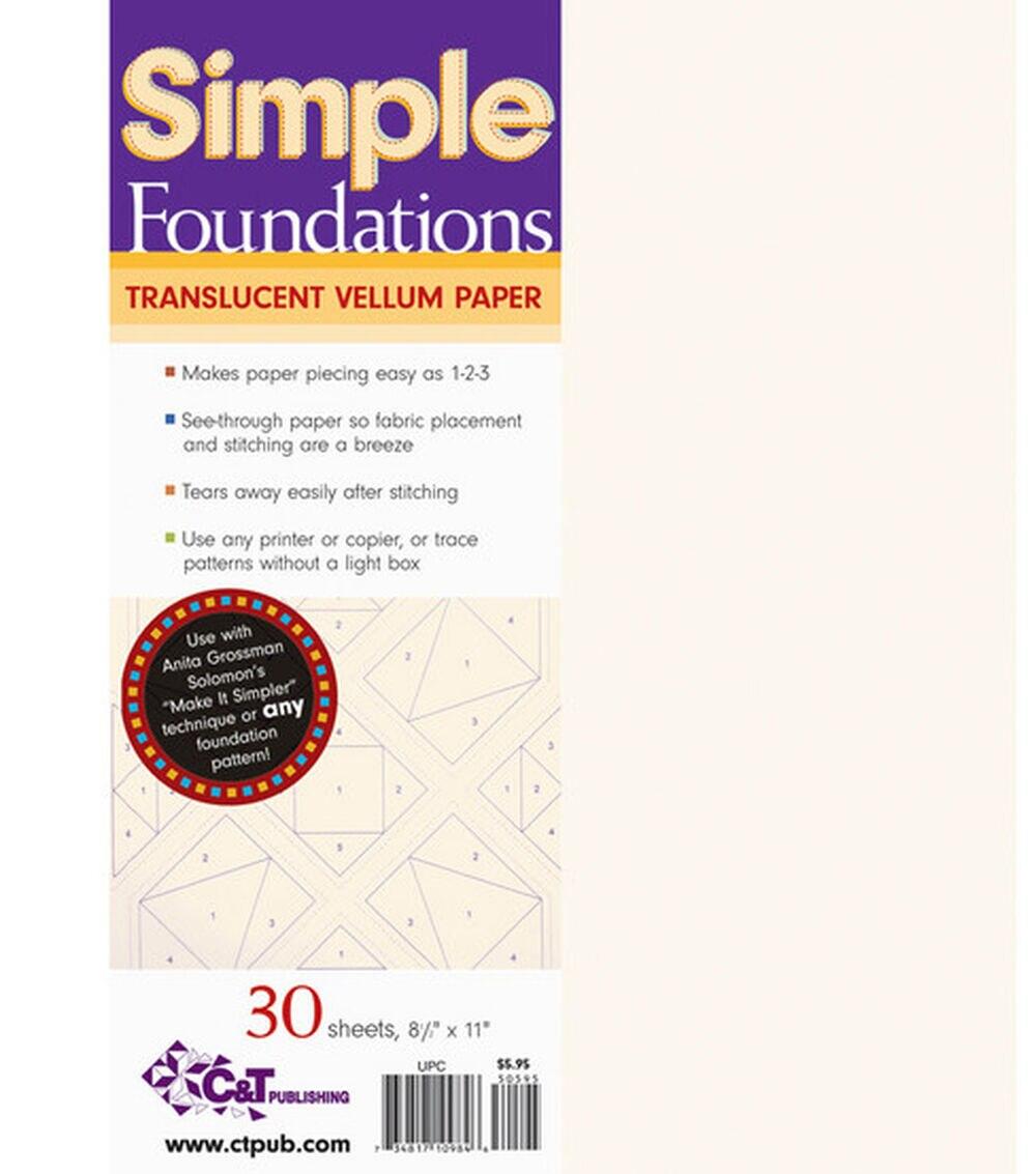 Quilting Supplies |   Simple Foundations Translucent Vellum Paper 8-1/2″x11″ 30 Pkg Quilting Supplies Quilting Supplies