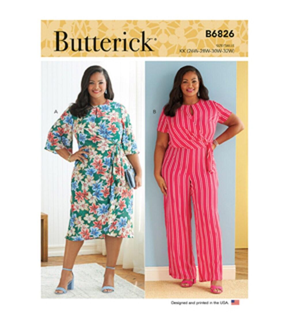 Sewing Patterns |   B6826 Size 26W to 32W Women’s Dress & Jumpsuit Sewing Pattern Sewing Patterns Sewing Patterns