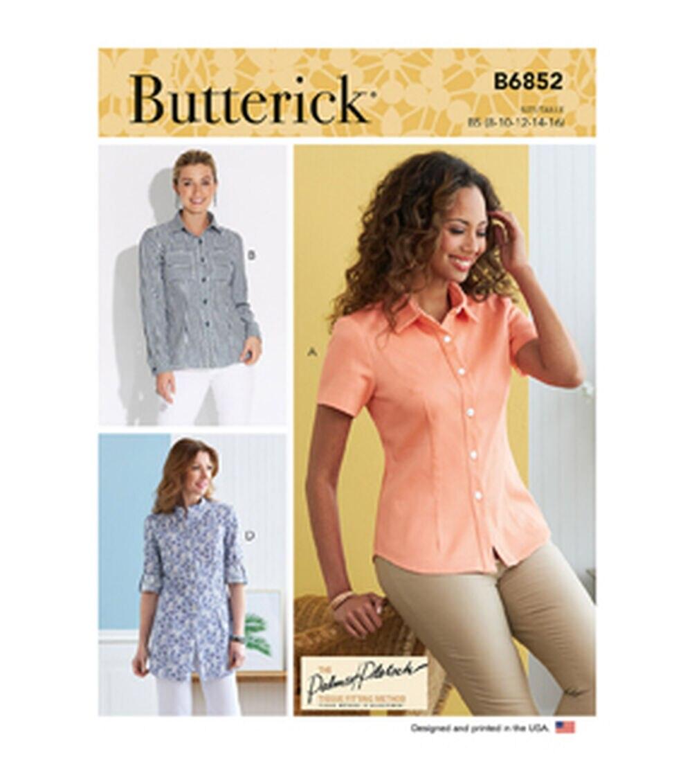 Sewing Patterns |   B6852 Size 8 to 16 Misses Button Down Shirt Sewing Pattern 16-18-20-22-24 Sewing Patterns 16-18-20-22-24