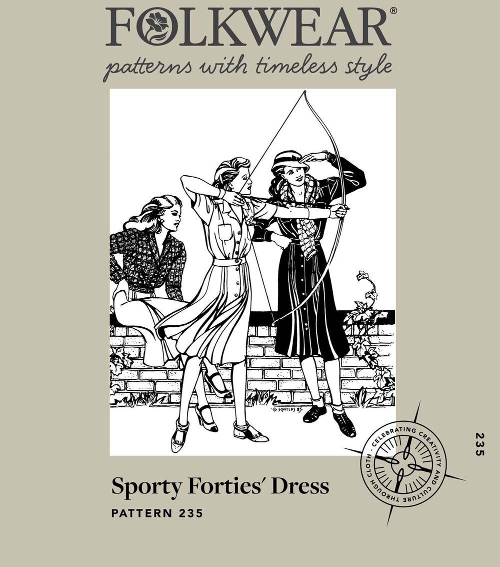 Sewing Patterns |   Folkwear 235 Women’s Size XS to 3XL Sporty Forties Dress Sewing Pattern Sewing Patterns Sewing Patterns