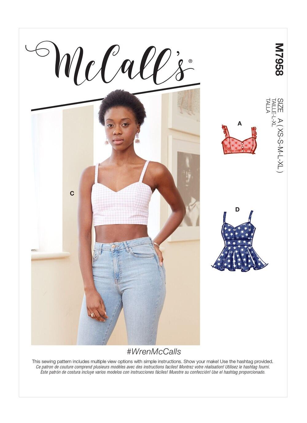 Sewing Patterns |   McCall’s M7958 Size XS to XL Misses Tops Sewing Pattern Sewing Patterns Sewing Patterns