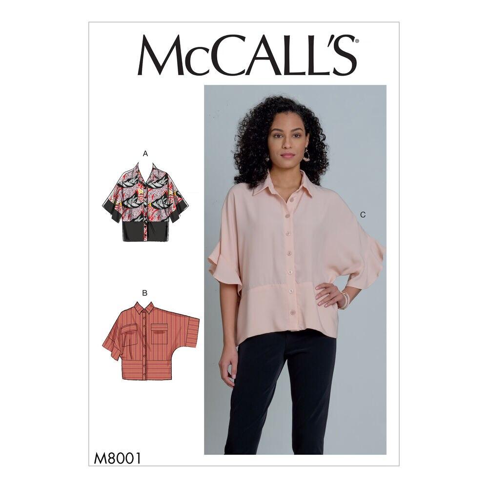 Sewing Patterns |   McCall’s M8001 Size XS to 2XL Misses Tops Sewing Pattern Sewing Patterns Sewing Patterns