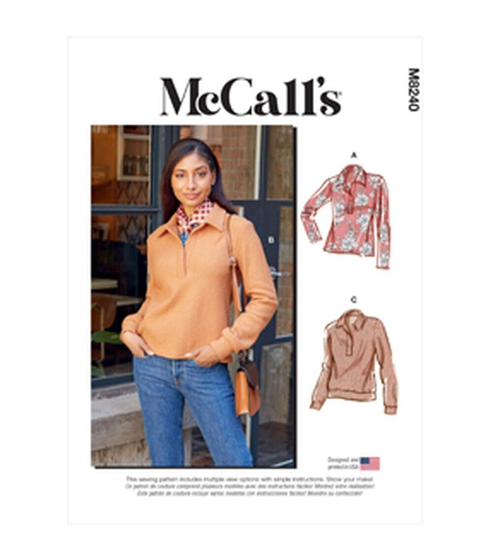 Sewing Patterns |   McCall’s M8240 Size XS to 2XL Misses Tops Sewing Pattern Sewing Patterns Sewing Patterns