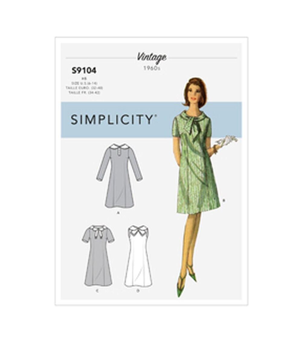 Sewing Patterns |   Simplicity S9104 Size 6 to 14 Misses Vintage Dress Sewing Pattern Sewing Patterns Sewing Patterns