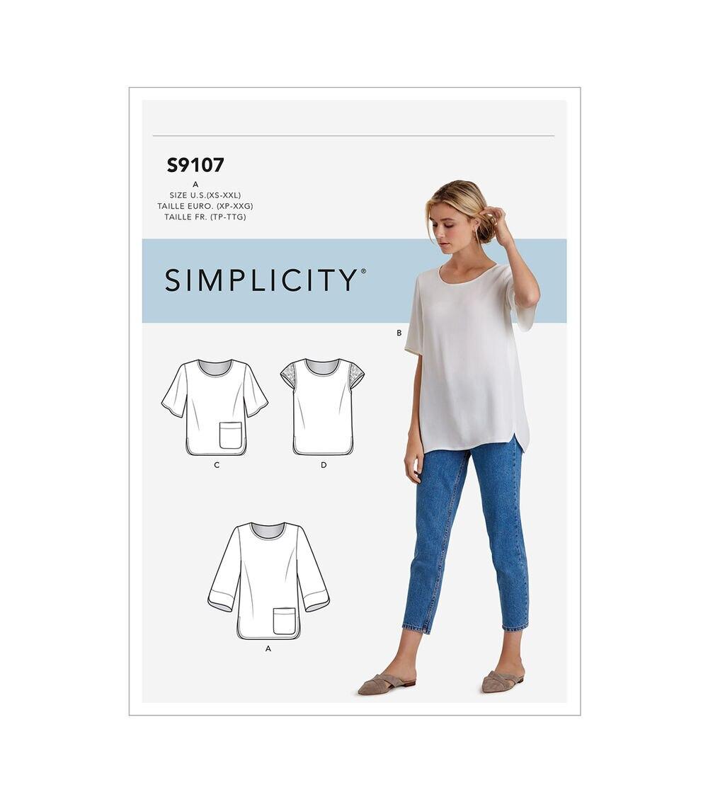 Sewing Patterns |   Simplicity S9107 Size XS to 2XL Misses Tops Sewing Pattern Sewing Patterns Sewing Patterns