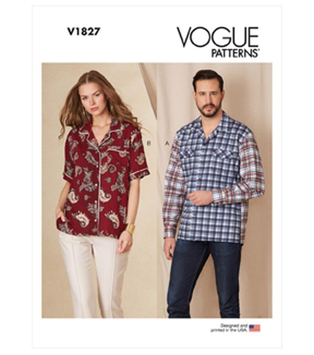 Sewing Patterns |   V1827 Size S to 2XL Unisex Shirts Sewing Pattern Sewing Patterns Sewing Patterns