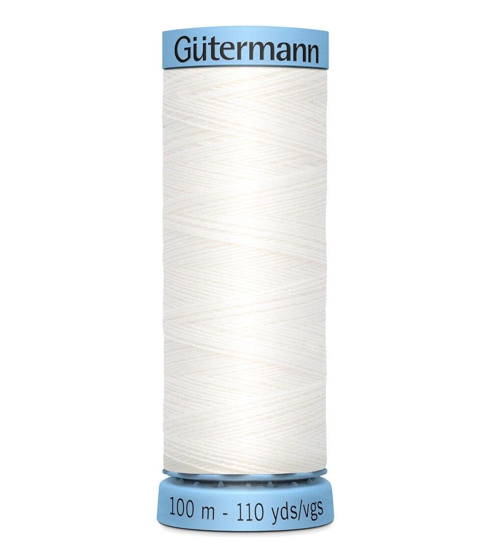 Thread |   Gutermann 110yd 30wt Silk Thread 800 White Sewing Supplies 800 White