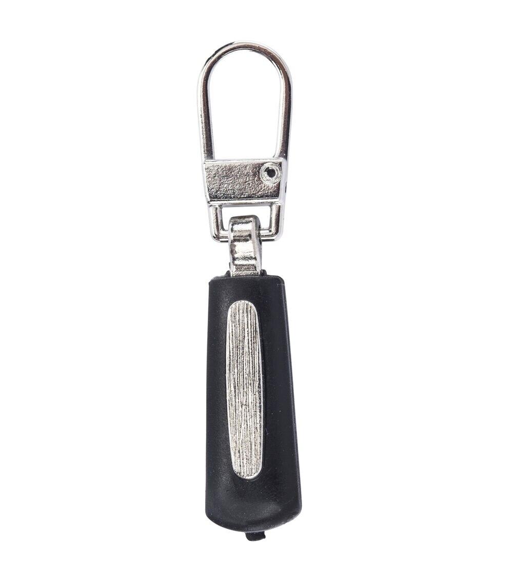 Zippers |   Zipper Pull Black Rubber Silver Sewing Supplies Zippers