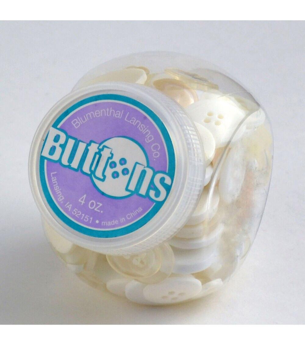 Buttons |   4oz Plastic Jar With Assorted Buttons White Buttons Buttons