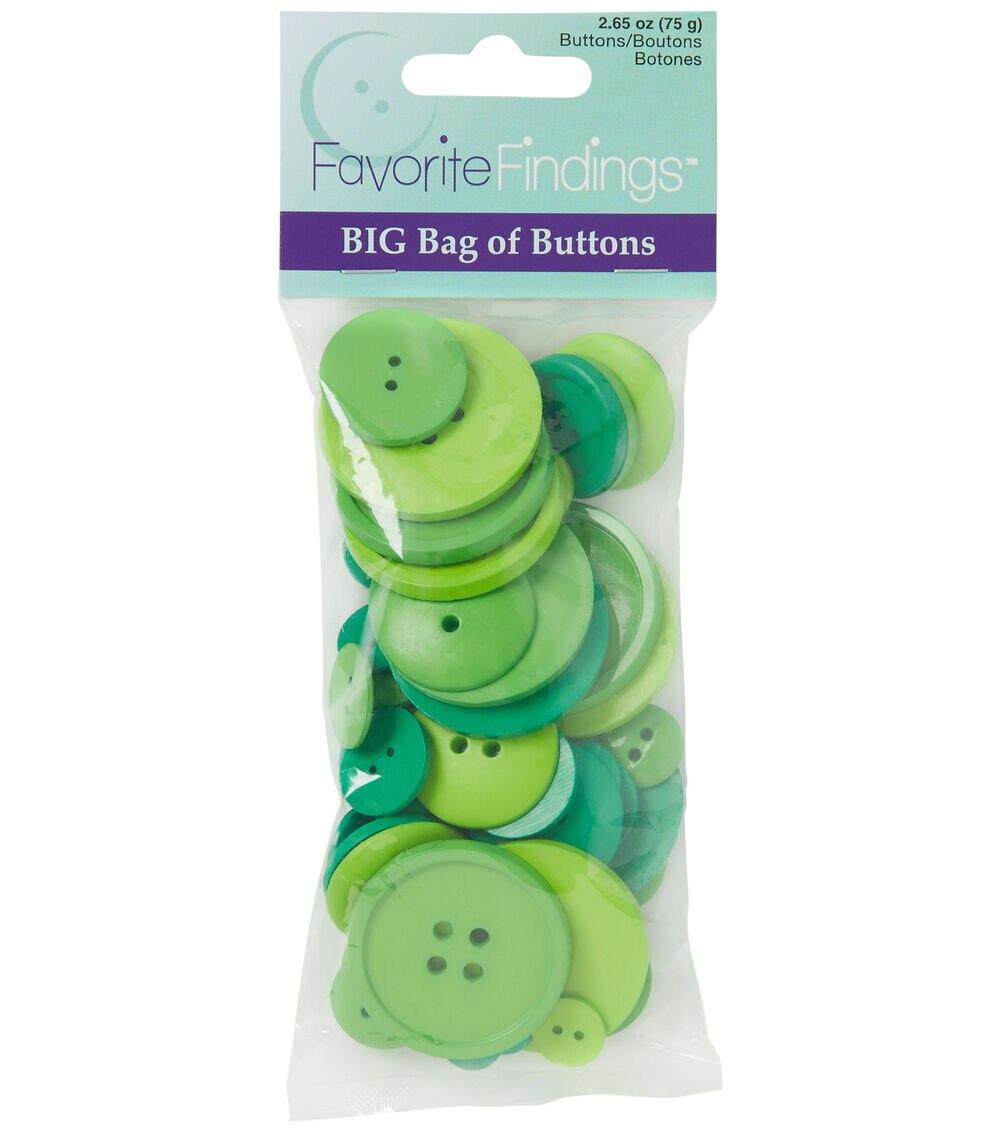 Buttons |   Favorite Findings 2.5oz Green Assorted Big Bag of Buttons Buttons Buttons