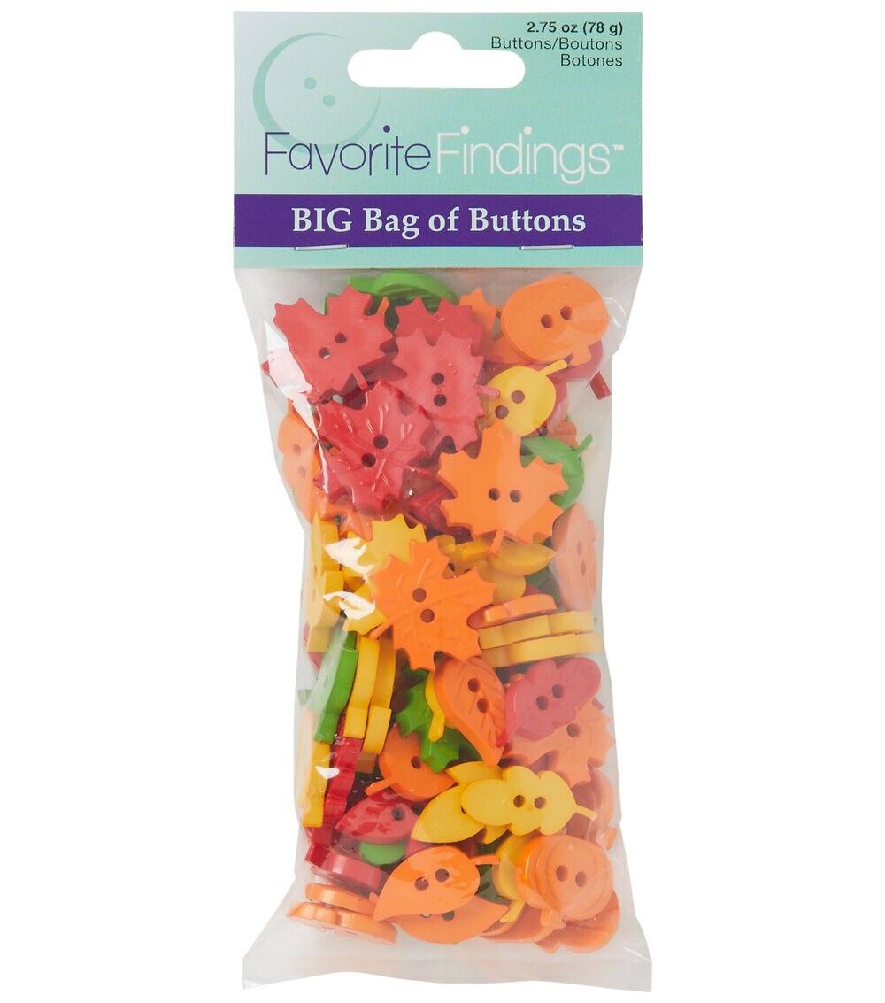 Buttons |   Favorite Findings 3oz Multicolor Autumn 2 Hole Big Bag of Buttons Buttons Buttons